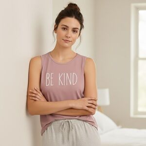 Rae Dunn “Be Kind” Pink Sleeveless Tank Soft Lounge Top Size M